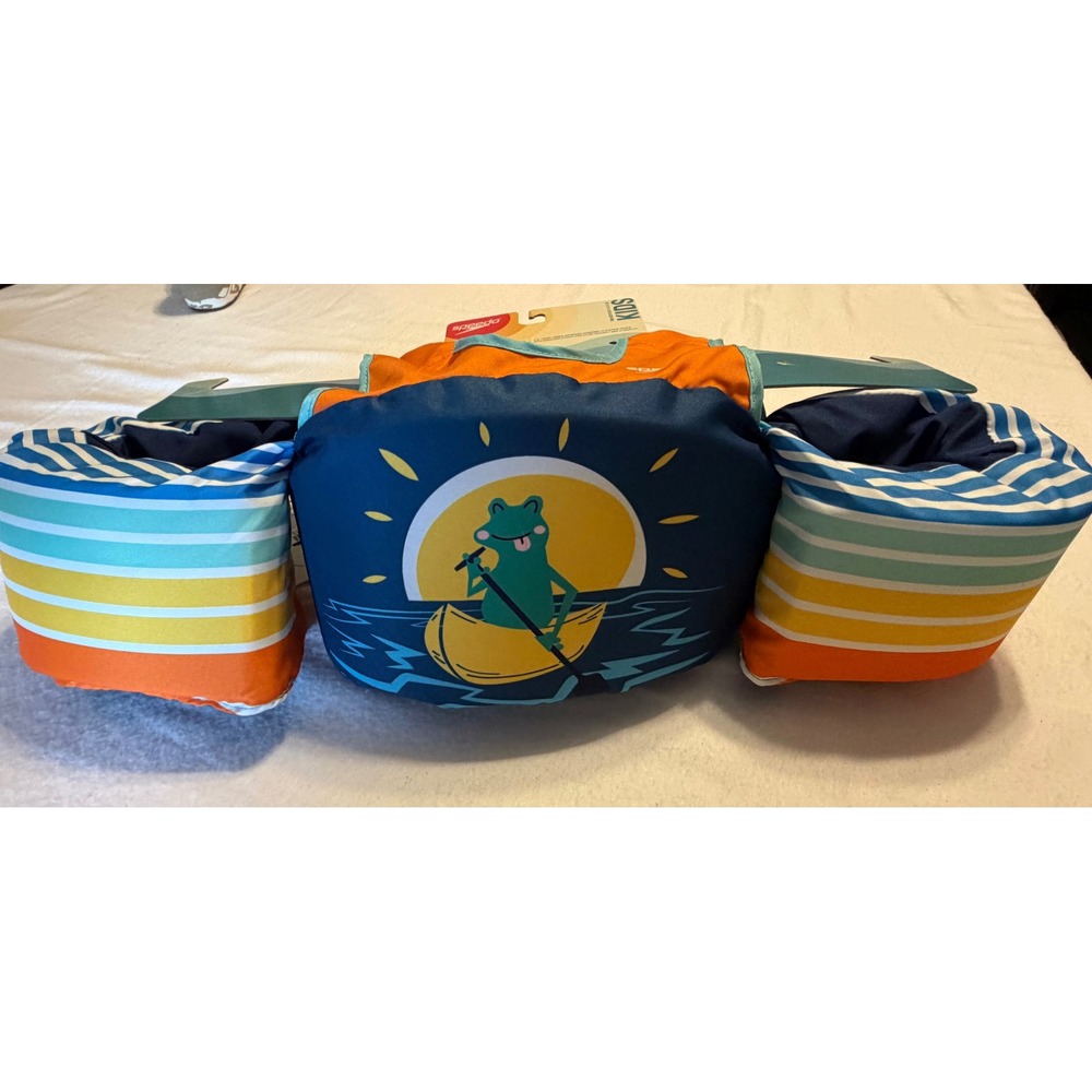 Speedo Kids Splash Jammer Life Jacket PFD Frog Canoe Blue Orange 33-55 lbs NEW